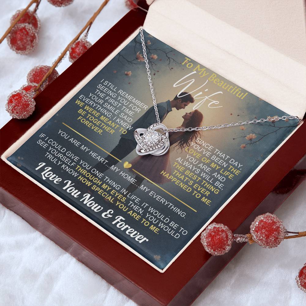 To My Wife - I Love You Now & Forever Love Knot - Gift Set
