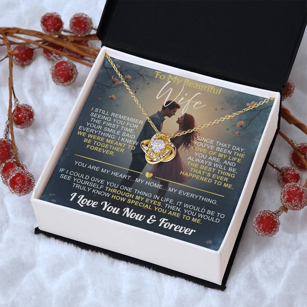 To My Wife - I Love You Now & Forever Love Knot - Gift Set