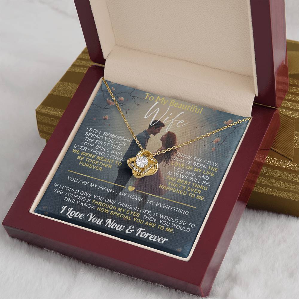 To My Wife - I Love You Now & Forever Love Knot - Gift Set