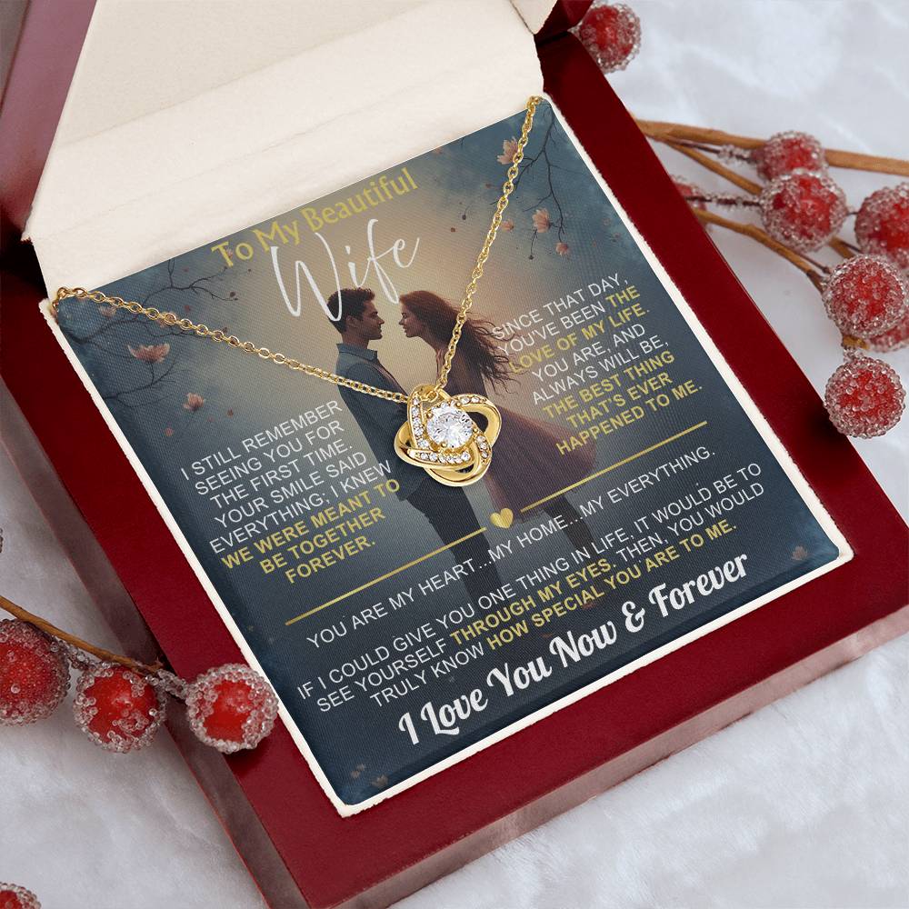 To My Wife - I Love You Now & Forever Love Knot - Gift Set