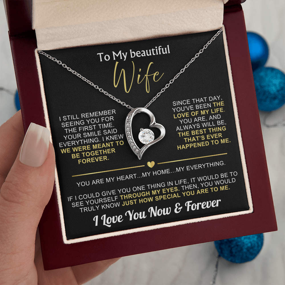 To My Wife - I Love You Now & Forever Necklace Gift Set