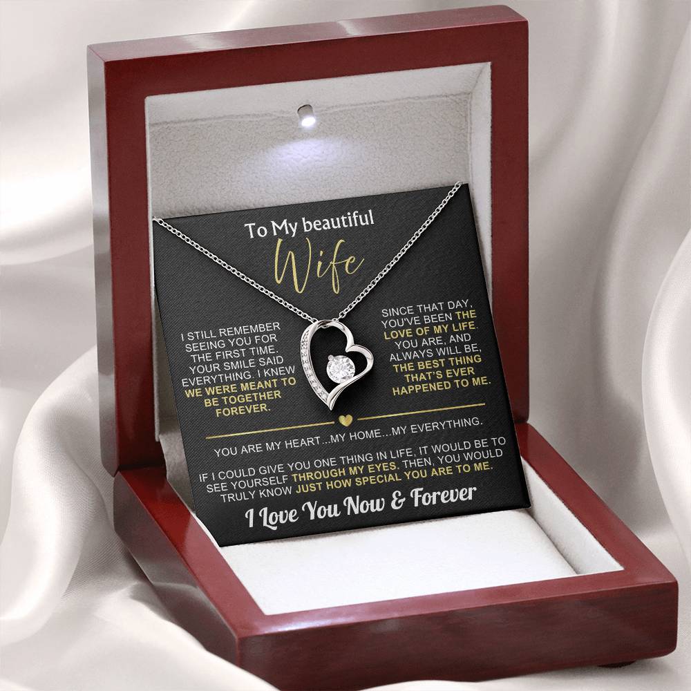 To My Wife - I Love You Now & Forever Necklace Gift Set