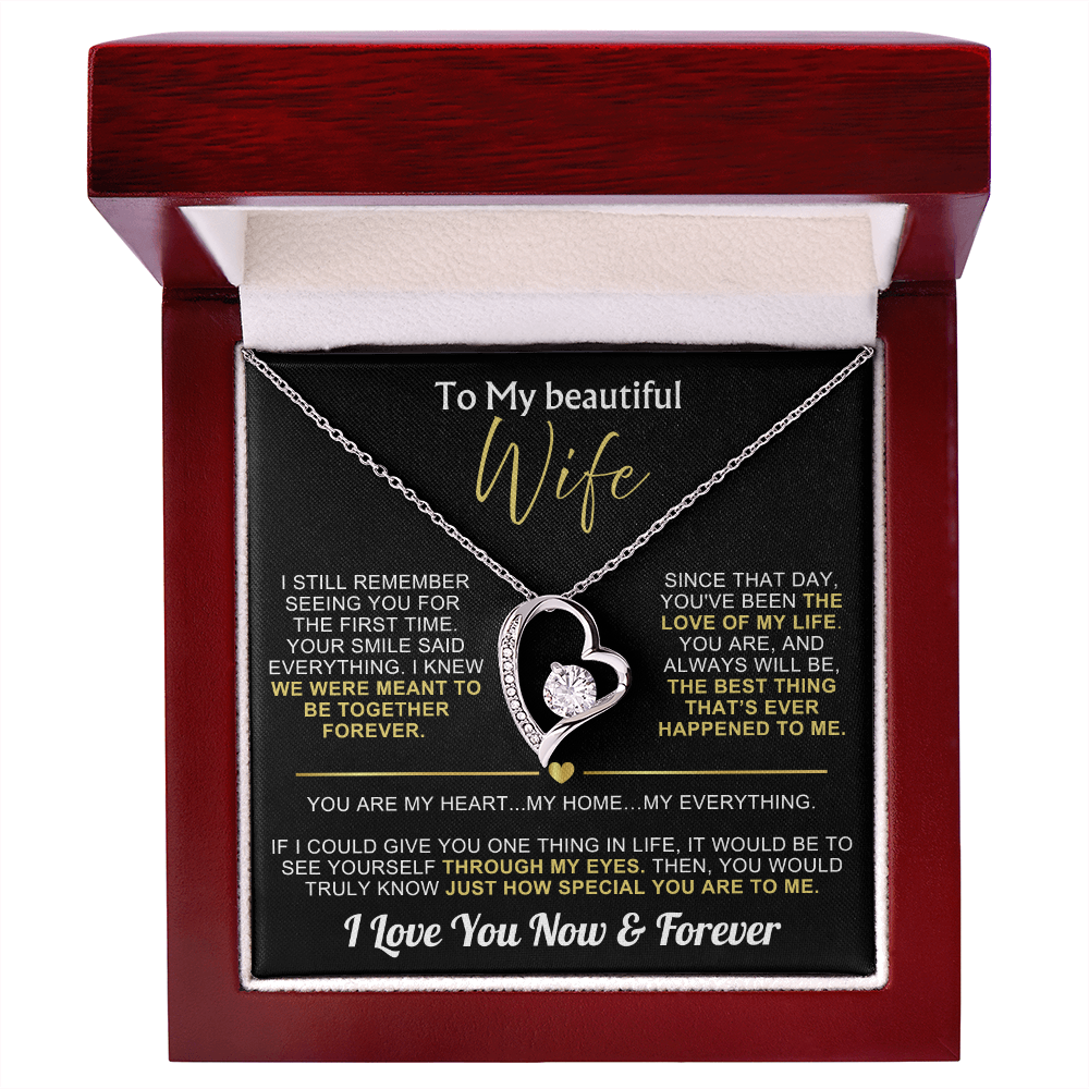 To My Wife - I Love You Now & Forever Necklace Gift Set