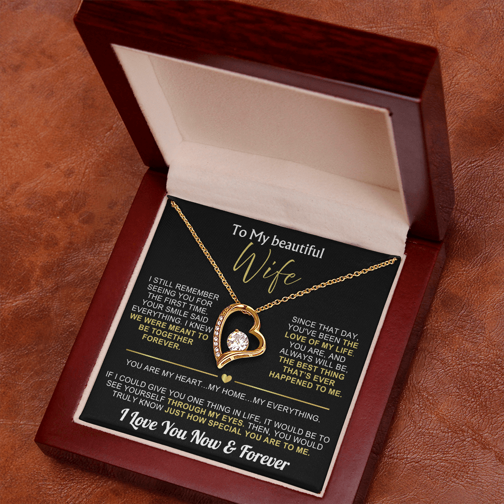 To My Wife - I Love You Now & Forever Necklace Gift Set