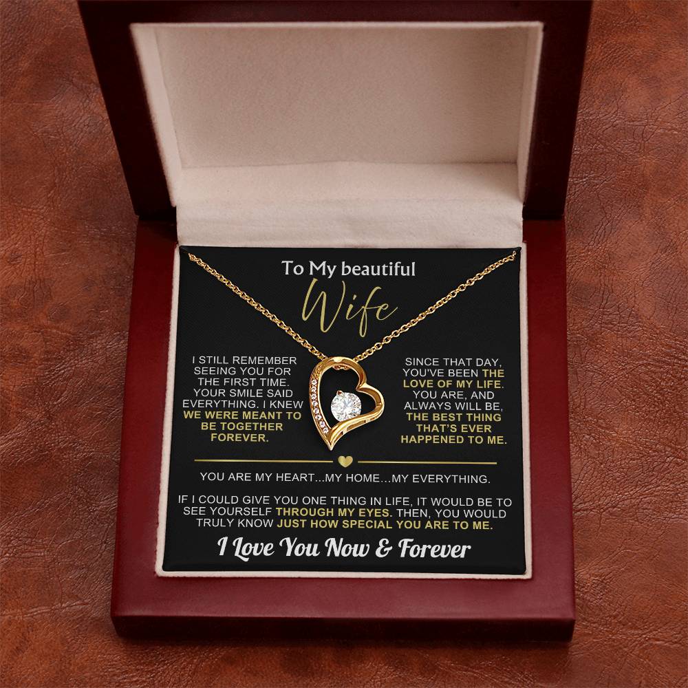 To My Wife - I Love You Now & Forever Necklace Gift Set