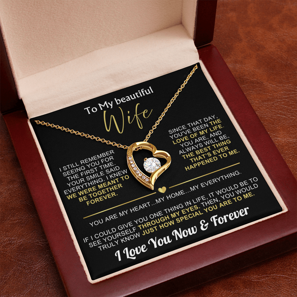 To My Wife - I Love You Now & Forever Necklace Gift Set