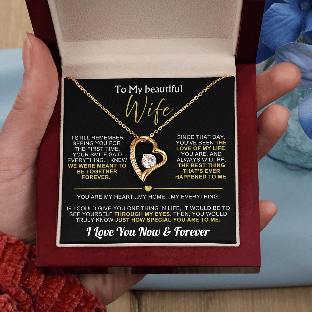 To My Wife - I Love You Now & Forever Necklace Gift Set