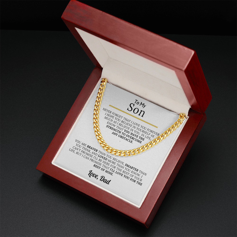 To My Son - Braver, Stronger, Smarter Cuban Chain Gift Set