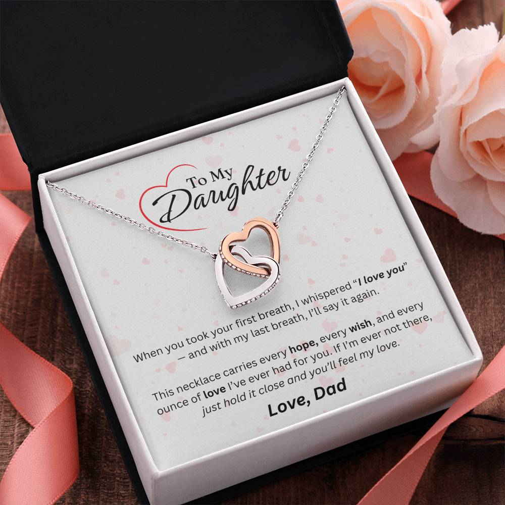 To My Daughter - Interlocking Hearts Necklace