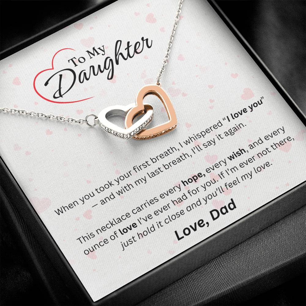 To My Daughter - Interlocking Hearts Necklace