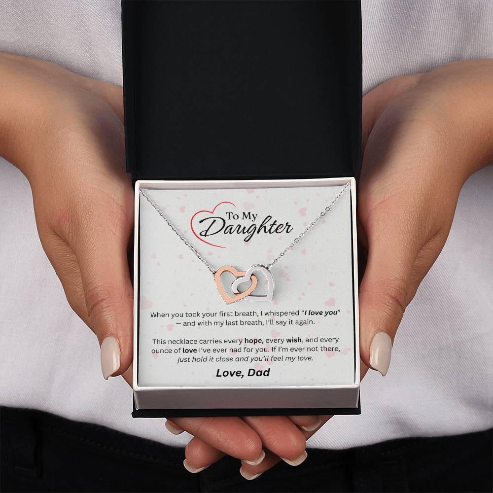 To My Daughter - Interlocking Hearts Necklace