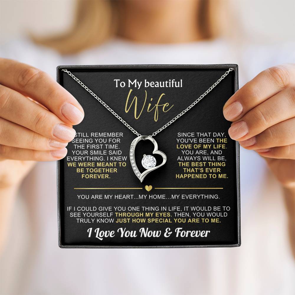 To My Wife - I Love You Now & Forever Necklace Gift Set