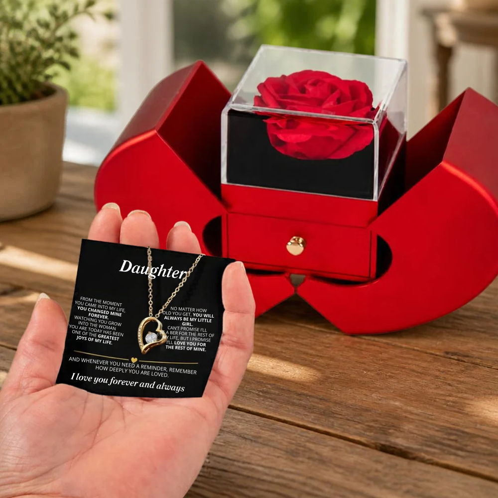 Always My Little Girl daughter necklace rose heart box, view 3