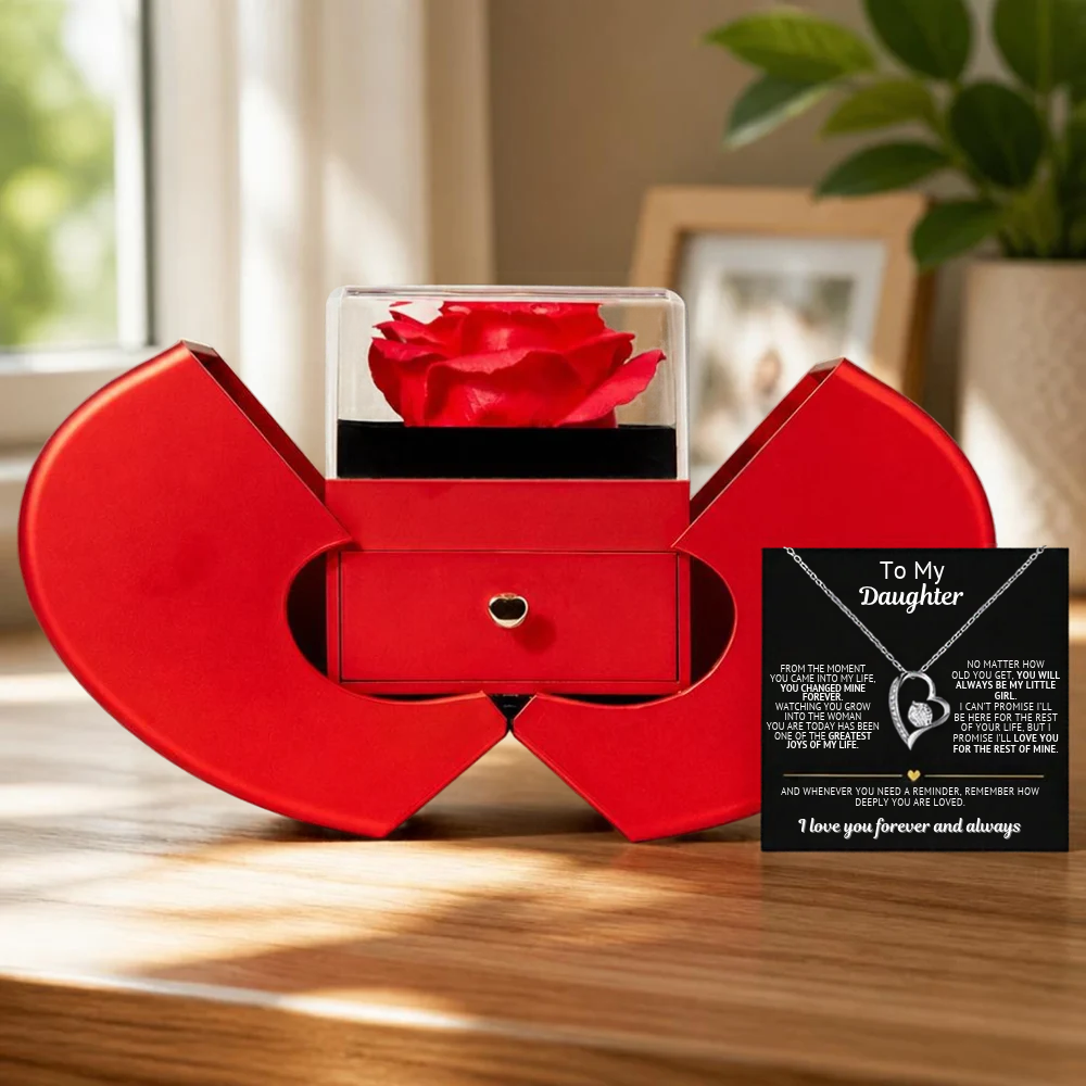Always My Little Girl daughter necklace rose heart box, view 4