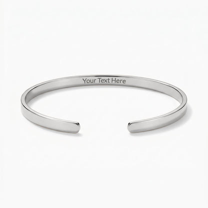 Personalized stainless steel cuff bracelet with custom engraving