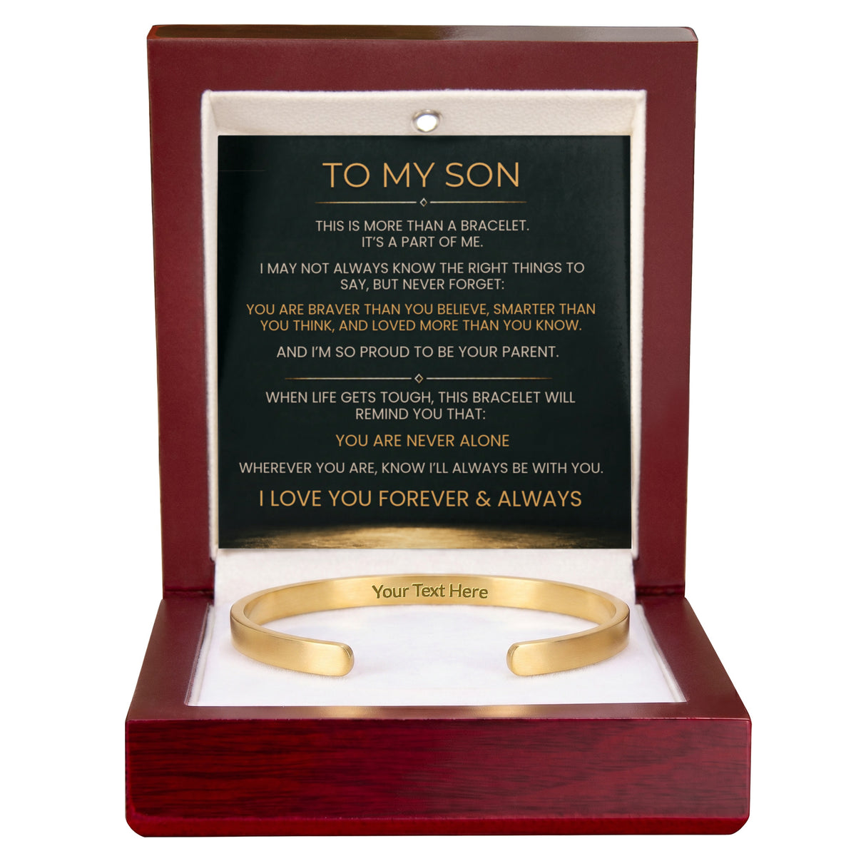 Engraved cuff bracelet for son, view 14