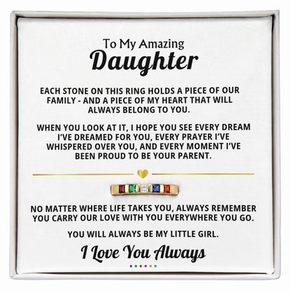 To My Daughter birthstone ring with message card by Canyonways