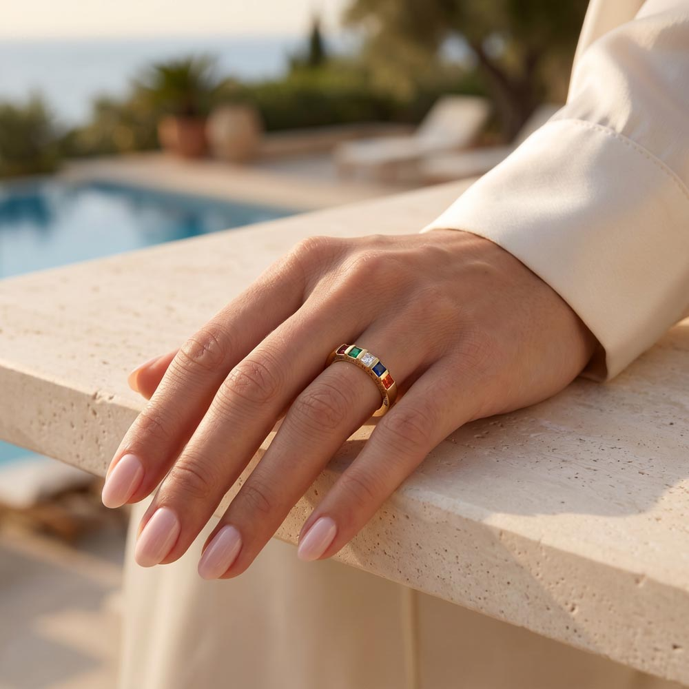 Personalized mother's birthstone ring gift