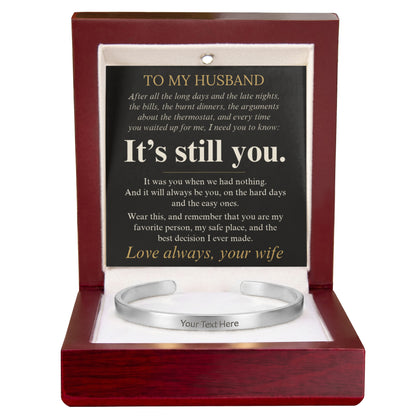 Custom engraved cuff bracelet gift for husband, view 8