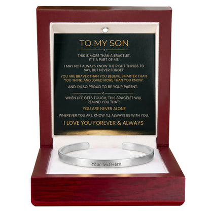 Engraved cuff bracelet for son, view 9