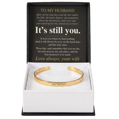 18k gold finish engraved cuff bracelet for husband