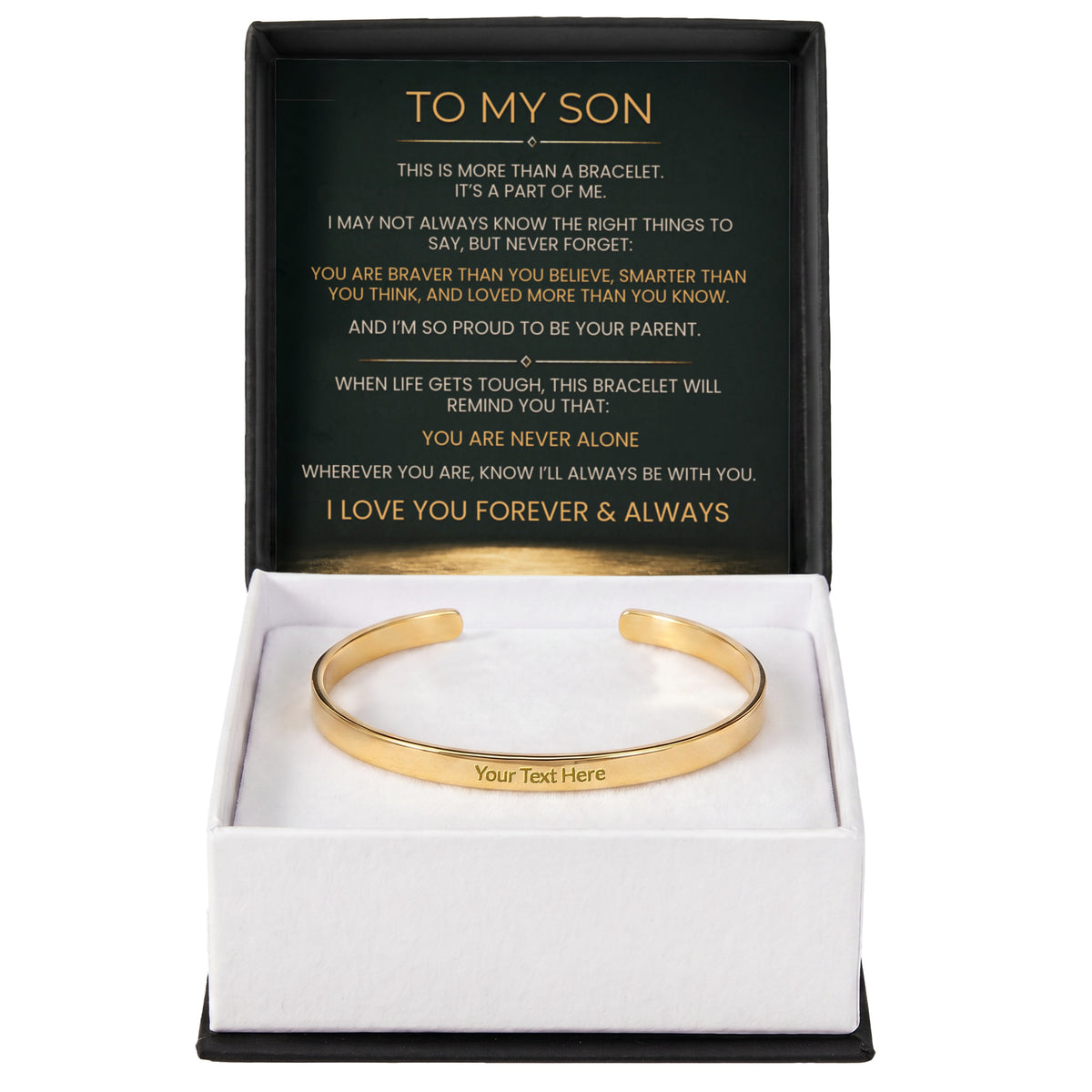 Engraved cuff bracelet for son, view 5