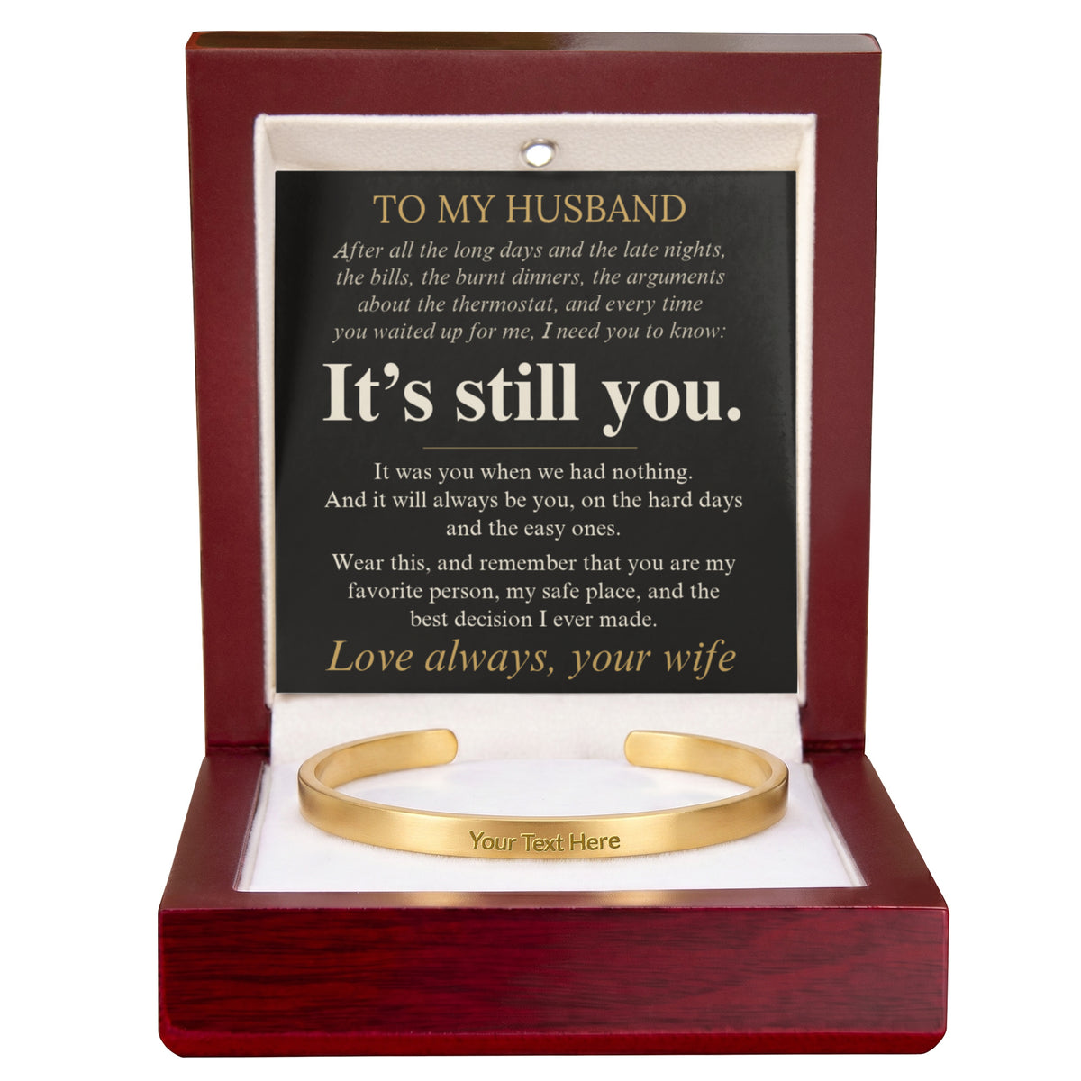 Engraved cuff bracelet anniversary gift for husband, view 12