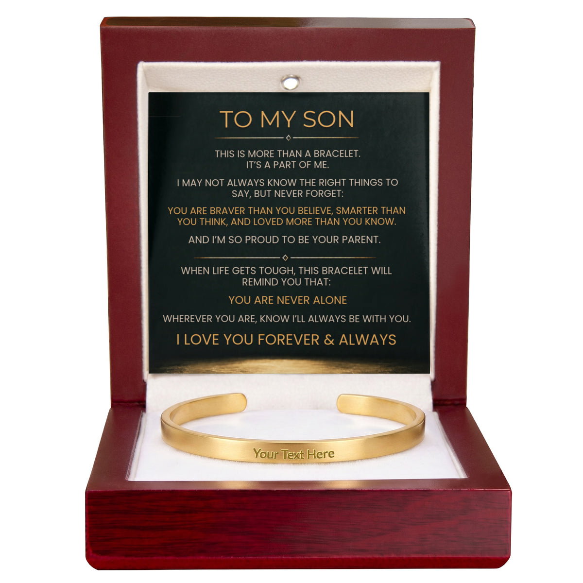 Engraved cuff bracelet for son, view 13