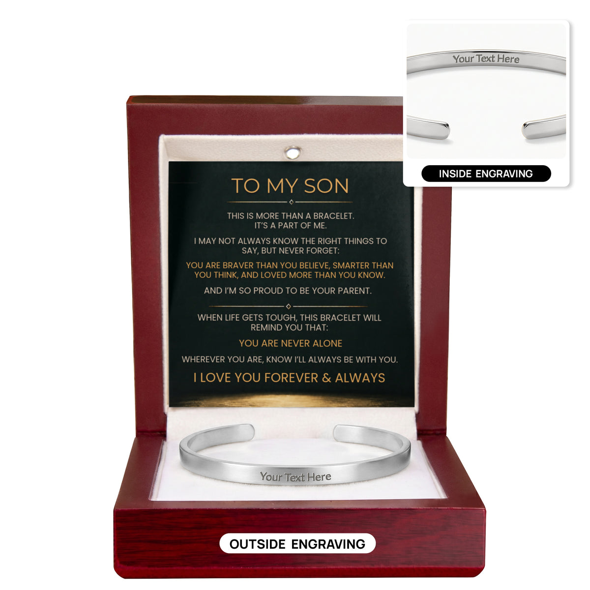 Engraved cuff bracelet for son, view 11