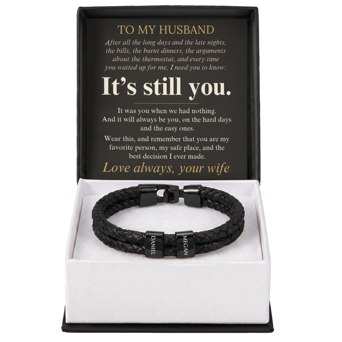 Personalized name bead bracelet for husband, view 2