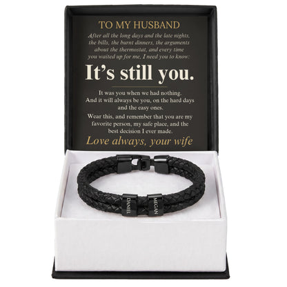 Personalized name bead bracelet for husband, view 2