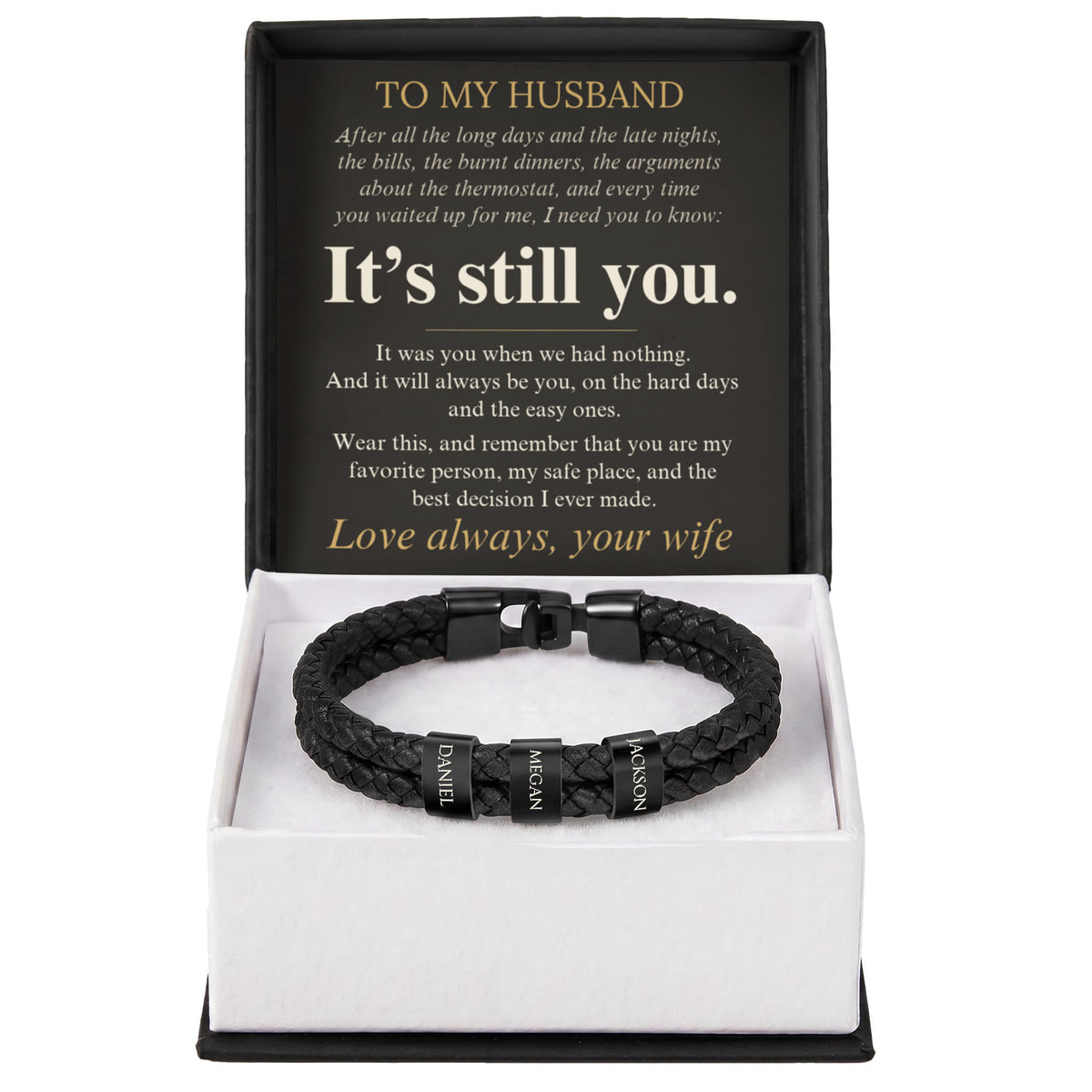 Personalized name bead bracelet for husband, view 3