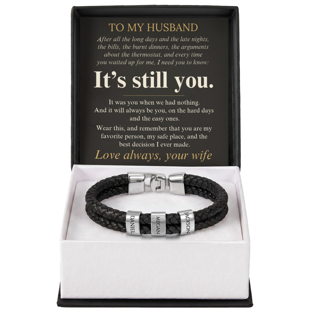 Personalized name bead bracelet for husband, view 15
