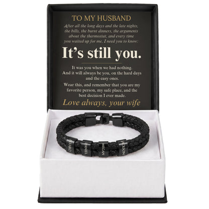 Personalized name bead bracelet for husband, view 4