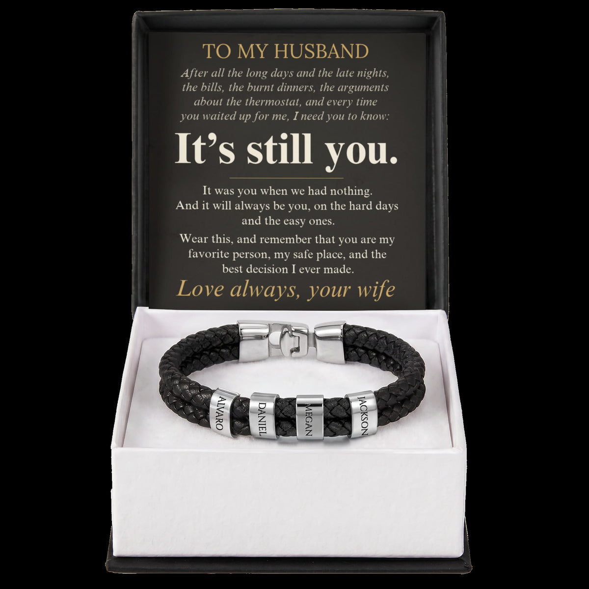 Personalized name bead bracelet for husband, view 16