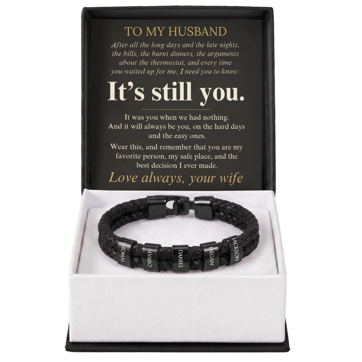 Personalized name bead bracelet for husband, view 8