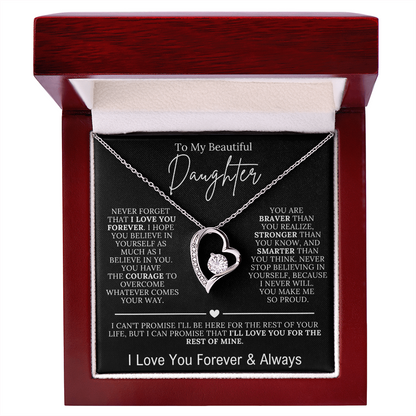 To My Beautiful Daughter - I Love You Forever Forever Love Necklace Black
