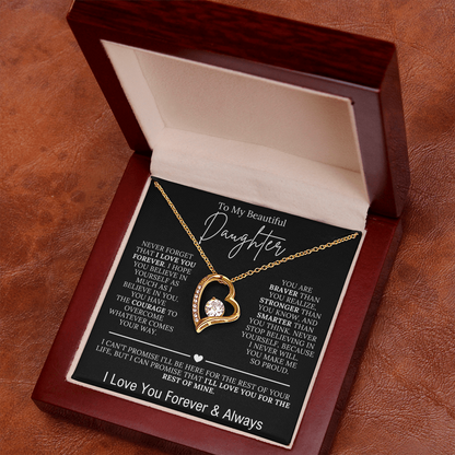 To My Beautiful Daughter - I Love You Forever Forever Love Necklace Black