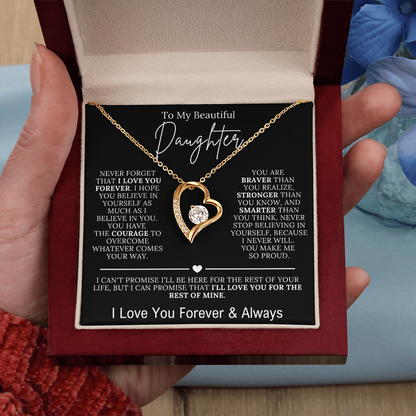 To My Beautiful Daughter - I Love You Forever Forever Love Necklace Black
