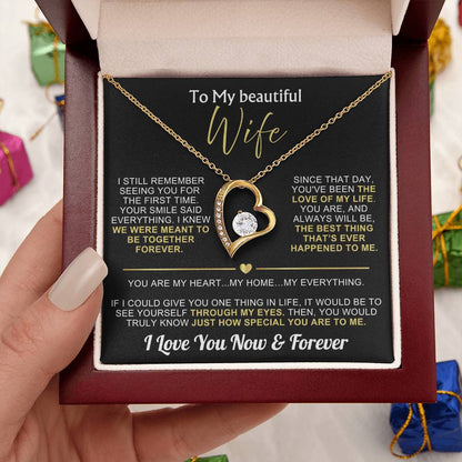 To My Wife - I Love You Now & Forever Necklace Gift Set