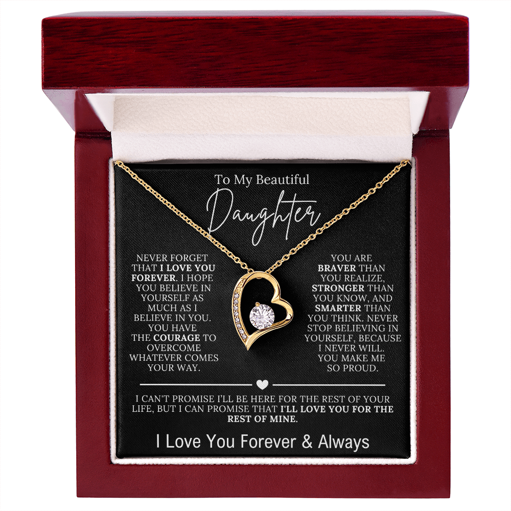 To My Beautiful Daughter - I Love You Forever Forever Love Necklace Black