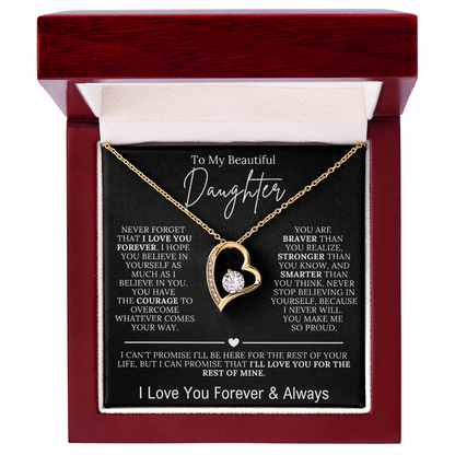 To My Beautiful Daughter - I Love You Forever Forever Love Necklace Black