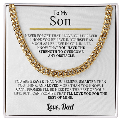 To My Son - Braver, Stronger, Smarter Cuban Chain Gift Set