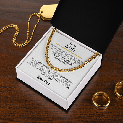 To My Son - Braver, Stronger, Smarter Cuban Chain Gift Set