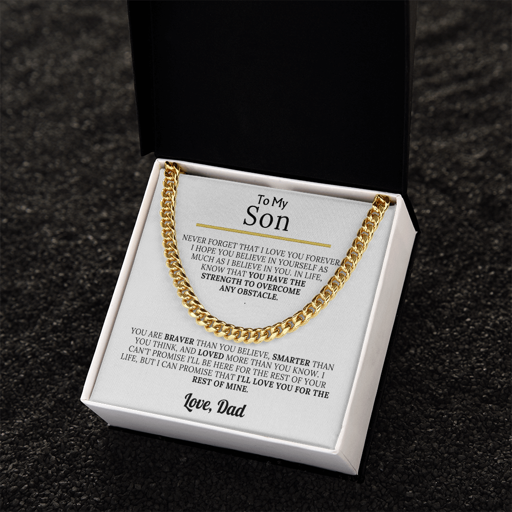 To My Son - Braver, Stronger, Smarter Cuban Chain Gift Set
