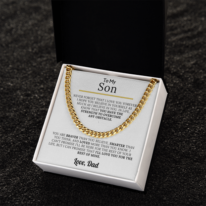To My Son - Braver, Stronger, Smarter Cuban Chain Gift Set