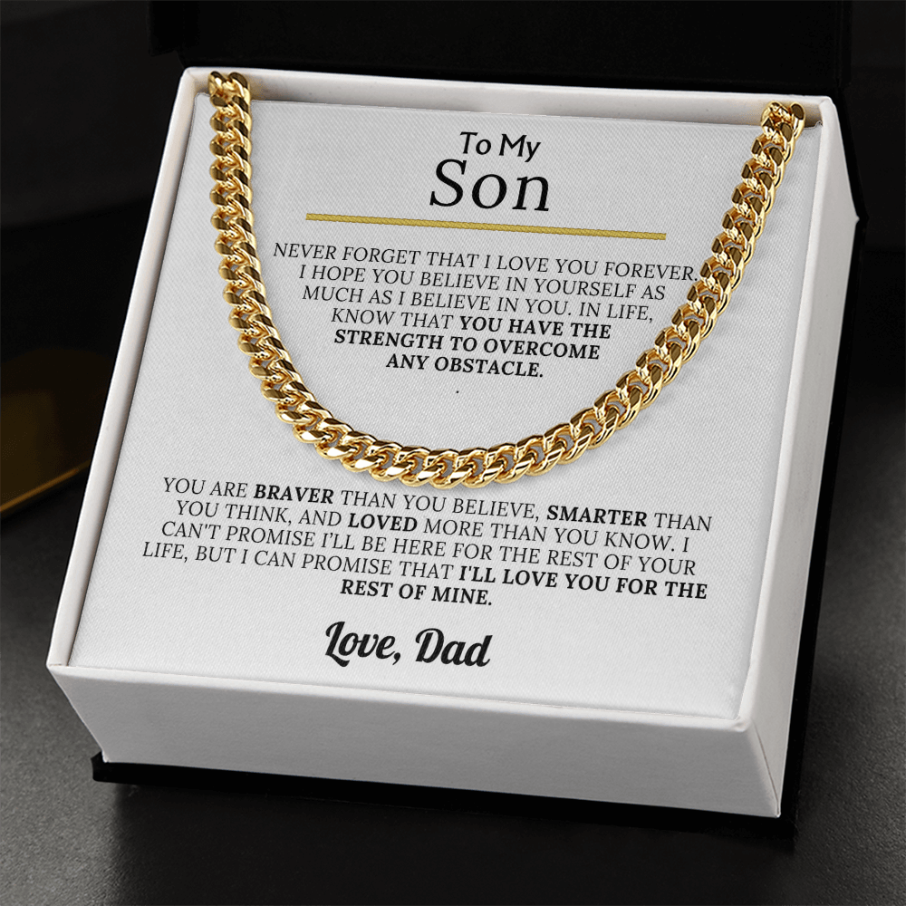 To My Son - Braver, Stronger, Smarter Cuban Chain Gift Set