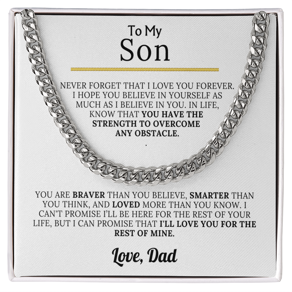 To My Son - Braver, Stronger, Smarter Cuban Chain Gift Set