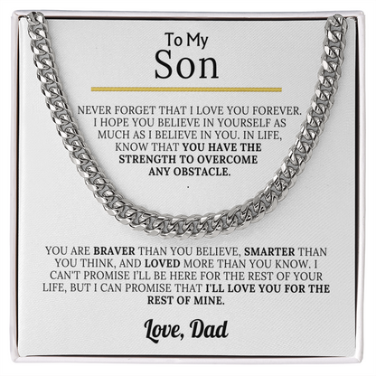 To My Son - Braver, Stronger, Smarter Cuban Chain Gift Set