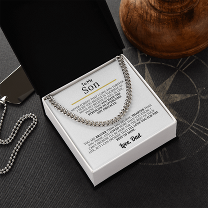 To My Son - Braver, Stronger, Smarter Cuban Chain Gift Set